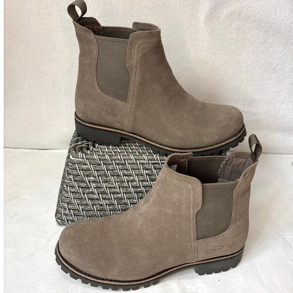 CHACO FIELDS TAUPE SOLID SUEDE WATERPROOF CHELSEA BOOTS WOMEN SIZE 8.5 JCH109286 - Picture 1 of 8